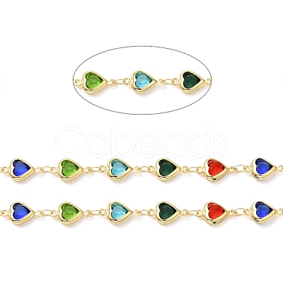 Heart Handmade Brass Glass Link Chains CHC-M024-04G-04-1