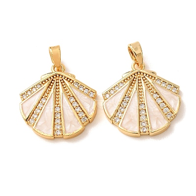 Brass Micro Pave Clear Cubic Zirconia Pendants CU-CBA805D-01G-02-1