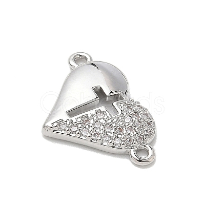 Brass Micro Pave Clear Cubic Zirconia Connector Charms KK-E796-05P-1