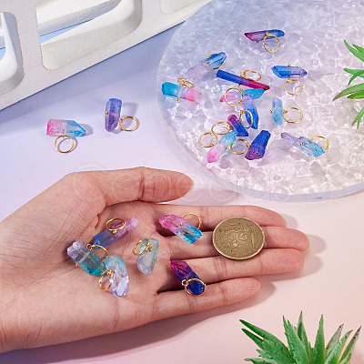 20Pcs 4 Styles Electroplated Natural Quartz Crystal Pendants PALLOY-TAC0224-1