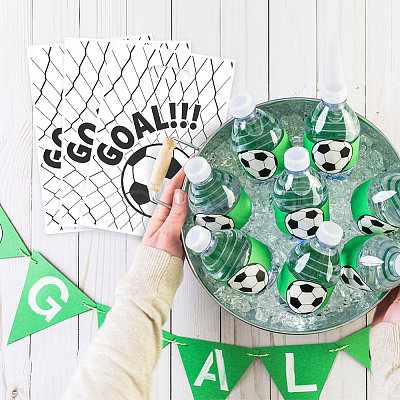 50Pcs Football Pattern Plastic Gift Bags with Die Cut Hole Handle ABAG-WH0046-65-1