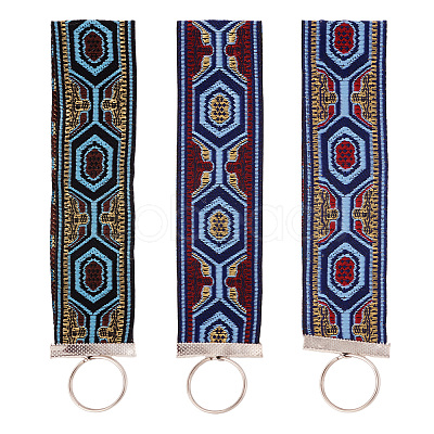 3Pcs Vintage Polyester Ribbon Keychain KEYC-TAC00048-1