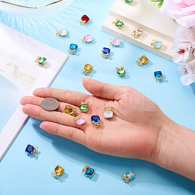 30Pcs Alloy & Glass Charms FIND-TA0008-05G-1