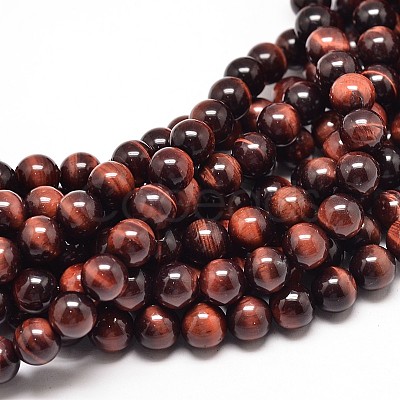 Natural Red Tiger Eye Bead Strands G-P072-52-4mm-A-1