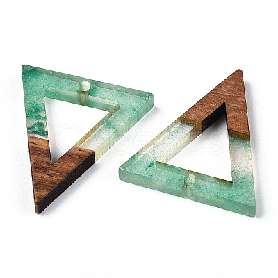 Transparent Resin & Walnut Wood Pendants RESI-ZX017-22-1
