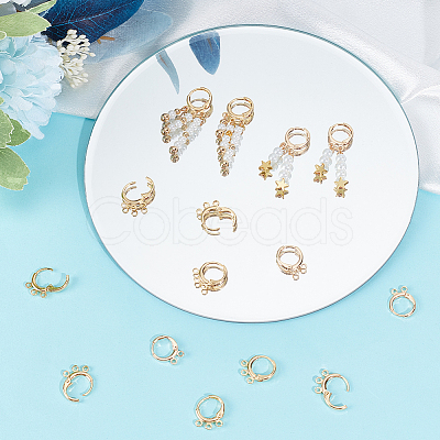 24Pcs 2 Style Brass Huggie Hoop Earring Findings FIND-BBC0002-63-1