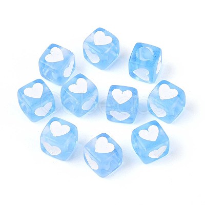 Spray Painted Transparent Acrylic Beads OACR-N140-02A-1