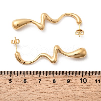 304 Stainless Steel Irregular Teardrop Stud Earrings EJEW-P330-02G-1