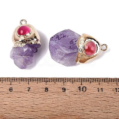Natural Amethyst Geode & Dyed Agate(Random Color) Pendants G-N366-02G-1