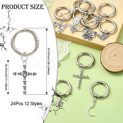24Pcs 12 Styles Skull Alloy Shoes Charms HJEW-CJ00043-1