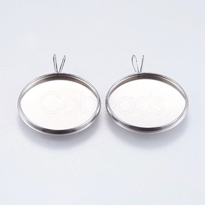 Tarnish Resistant 304 Stainless Steel Pendant Cabochon Settings STAS-I069-37-20MM-1