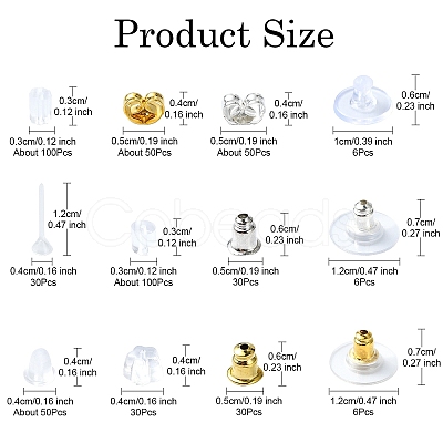 488Pcs 12 Styles Plastic Brass Ear Nuts FIND-YW0005-03-1