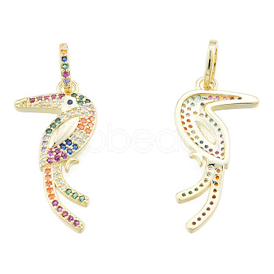 Brass Micro Pave Colorful Cubic Zirconia Pendants X-ZIRC-N039-259-1