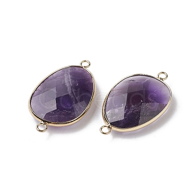 Natural Amethyst Connector Charms G-C110-02C-KCG-1