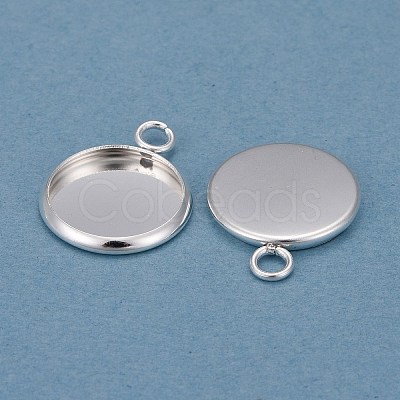 304 Stainless Steel Pendant Cabochon Settings X-STAS-F191-14S-C-1