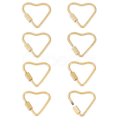 8Pcs 2 Styles 304 Stainless Steel Screw Carabiner Lock Charms STAS-TA0005-51-1