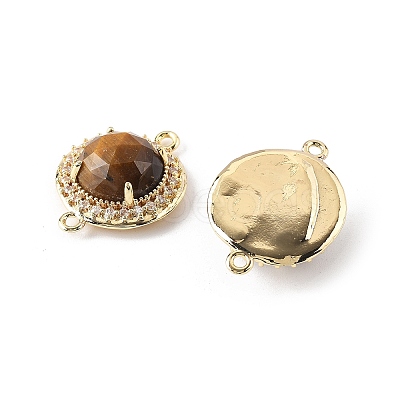 Natural Tiger Eye Faceted Connector Charms G-H323-03G-09-1