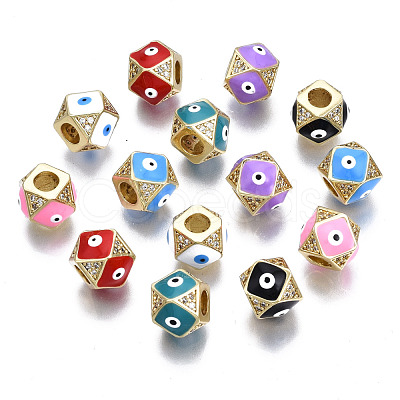 Brass with Cubic Zirconia Rhombus European Beads ZIRC-N039-173-NF-1