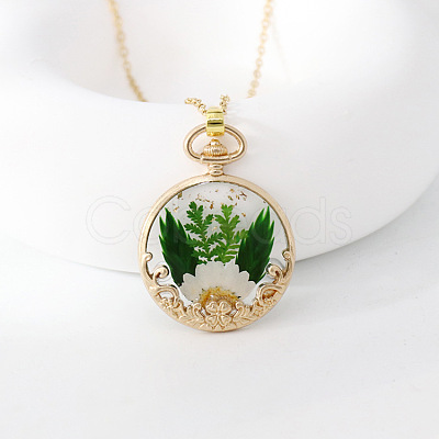 Alloy & Resin Dried Flower Pendant Necklaces WG445DE-05-1