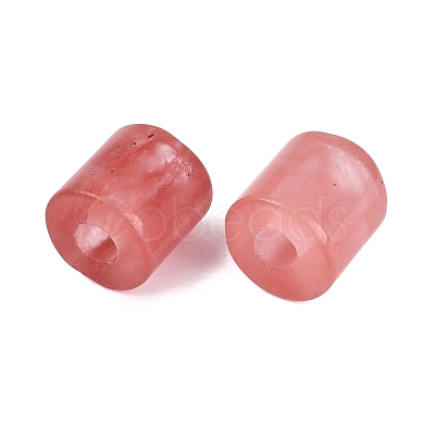 Synthetic Cherry Quartz Glass European Beads G-P520-05Q-1