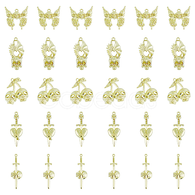 40Pcs 5 Style Alloy Pendants FIND-DC0003-17-1