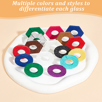 24Pcs 2 Style 12 Colors Felt Wine Glass Charms AJEW-BC0003-68-1