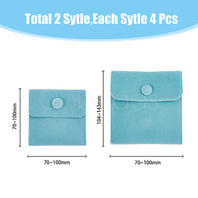 8Pcs 2 Style Square Velvet Jewelry Bags TP-HY0001-06B-1