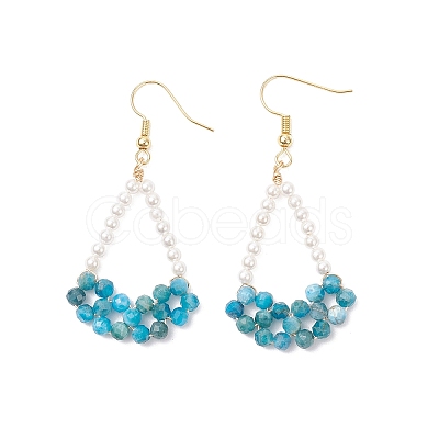 Natural Apatite Arch Dangle Earrings EJEW-TA00742-02-1