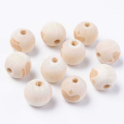 Unfinished Natural Wood European Beads WOOD-S057-002A-1