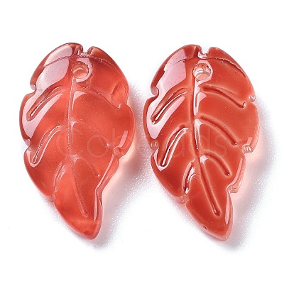 Baking Paint Imitation Jade Glass Pendants EGLA-M027-01B-1