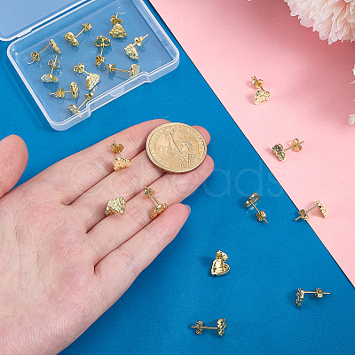 10 Pairs Brass Stud Earrings EJEW-PH0001-52B-1