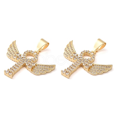 Brass Micro Pave Cubic Zirconia Pendants KK-D061-03G-1