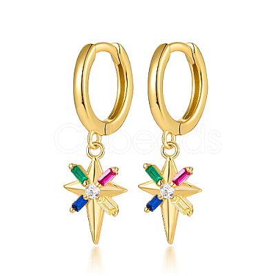 Star 925 Sterling Silver Dangle Hoop Earrings TP2012-2-1