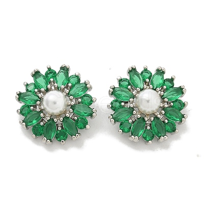 Rack Plating Brass Micro Pave Cubic Zirconia Buttons KK-K293-09P-02-1