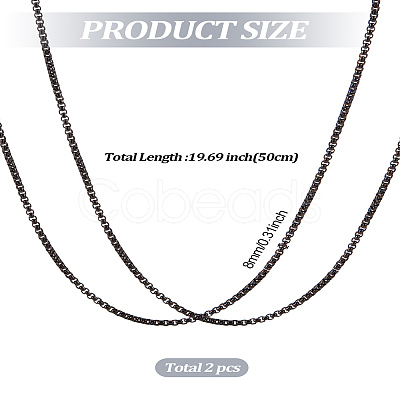2Pcs Stainless Steel Punk Box Chain Necklaces for Men NJEW-LP0001-15EB-1