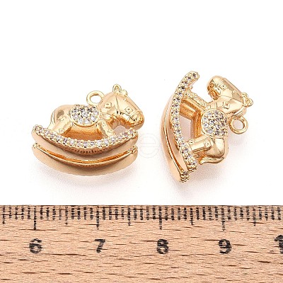 Brass Pave Clear Cubic Zirconia Pendants KK-T081-01G-1