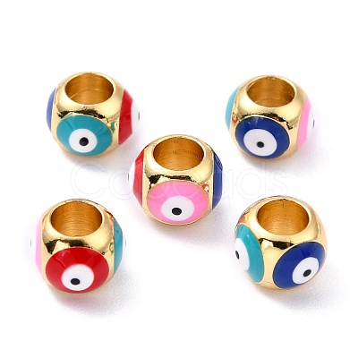 Golden Brass European Beads KK-A155-28G-1
