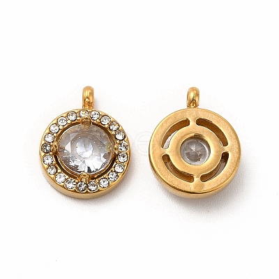 PVD Vacuum Plating 304 Stainless Steel Cubic Zirconia Pendants STAS-A076-05G-1