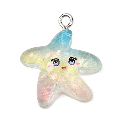 Ocean Theme Transparent Resin Pendants RESI-I351-03P-05-1