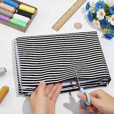 Cotton Fabric with Strip Pattern DIY-PH0037-96A-1