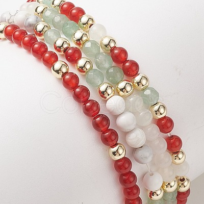 4Pcs 4 Style Natural & Synthetic Mixed Gemstone Stretch Bracelets Set BJEW-JB09212-1