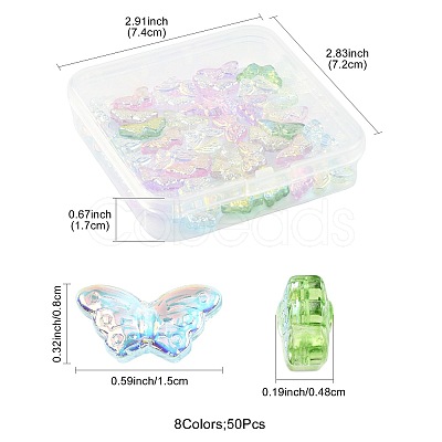 50Pcs 8 Colors Transparency Electroplate Glass Beads Set GLAA-FS0002-39-1