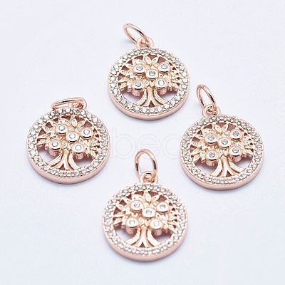 Brass Micro Pave Clear Cubic Zirconia Charms ZIRC-J040-10RG-NR-1