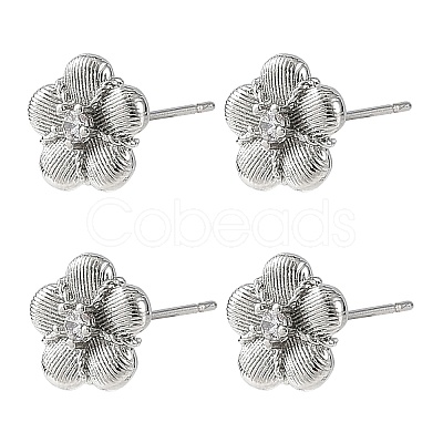 SHEGRACE Brass Micro Pave Cubic Zirconia Stud Earrings XGRQ4N068-711P-1