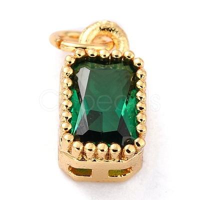 Real 18K Gold Plated Brass Inlaid Cubic Zirconia Charms ZIRC-L100-075G-02-1