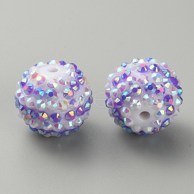 Stripe Pattern Resin Rhinestone Beads RESI-WH0034-20H-1