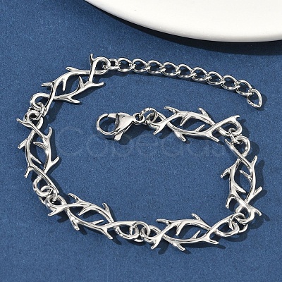 304 Stainless Steel Link Chain Bracelets for Women BJEW-D385-07P-1