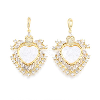 Brass Micro Pave Clear Cubic Zirconia Big Pendants KK-N227-130-1