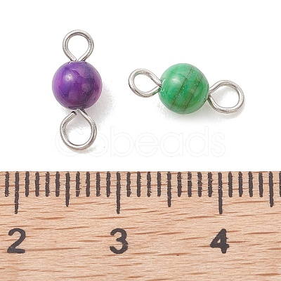 Dyed Natural Freshwater Shell Round Links Connector Charms PALLOY-JF05445-02-1
