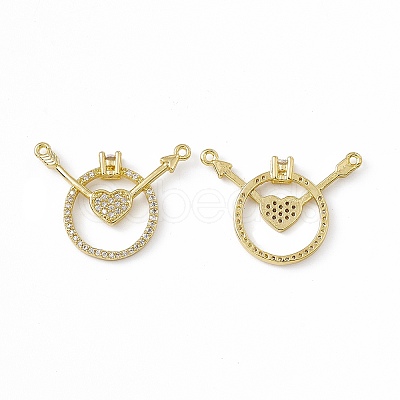 Brass Micro Pave Clear Cubic Zirconia 2-Loop Pendants KK-E068-VC023-1